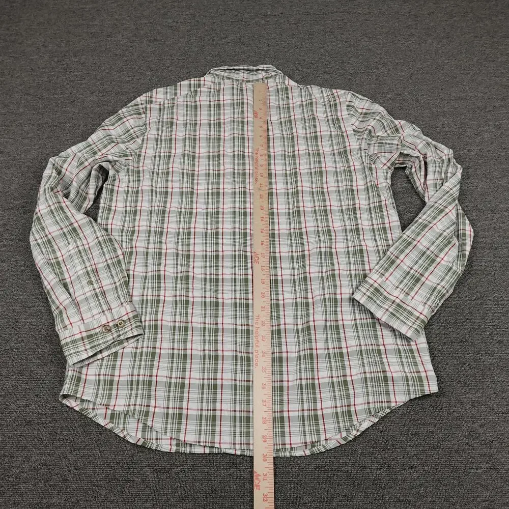 L.L.Bean Shirt Mens Medium Green Plaid Long Sleeve Fishing Lightweight Outdoor